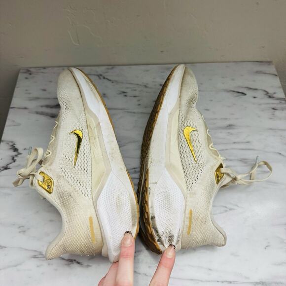 Nike Pegasus 41 White And Gold Running Shoes Women’s Size 7.5 - Picture 6 of 9